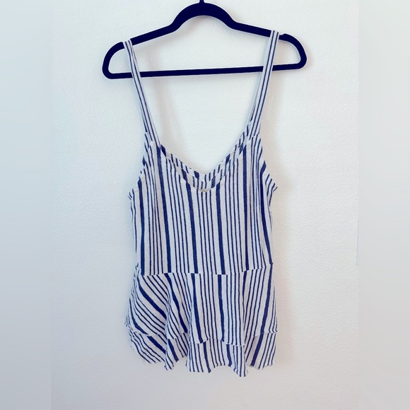 Striped Blue and White Women's Tank Top - Picture 1 of 4